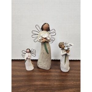 Demdaco‎ Willow Tree Angel Of Beauty/Love & Beautiful Wishes Figurines Lot Of 3